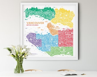 Vancouver Stadtviertel Karte Poster