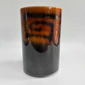 1960s 1970s Brown Geometric Pattern Vase