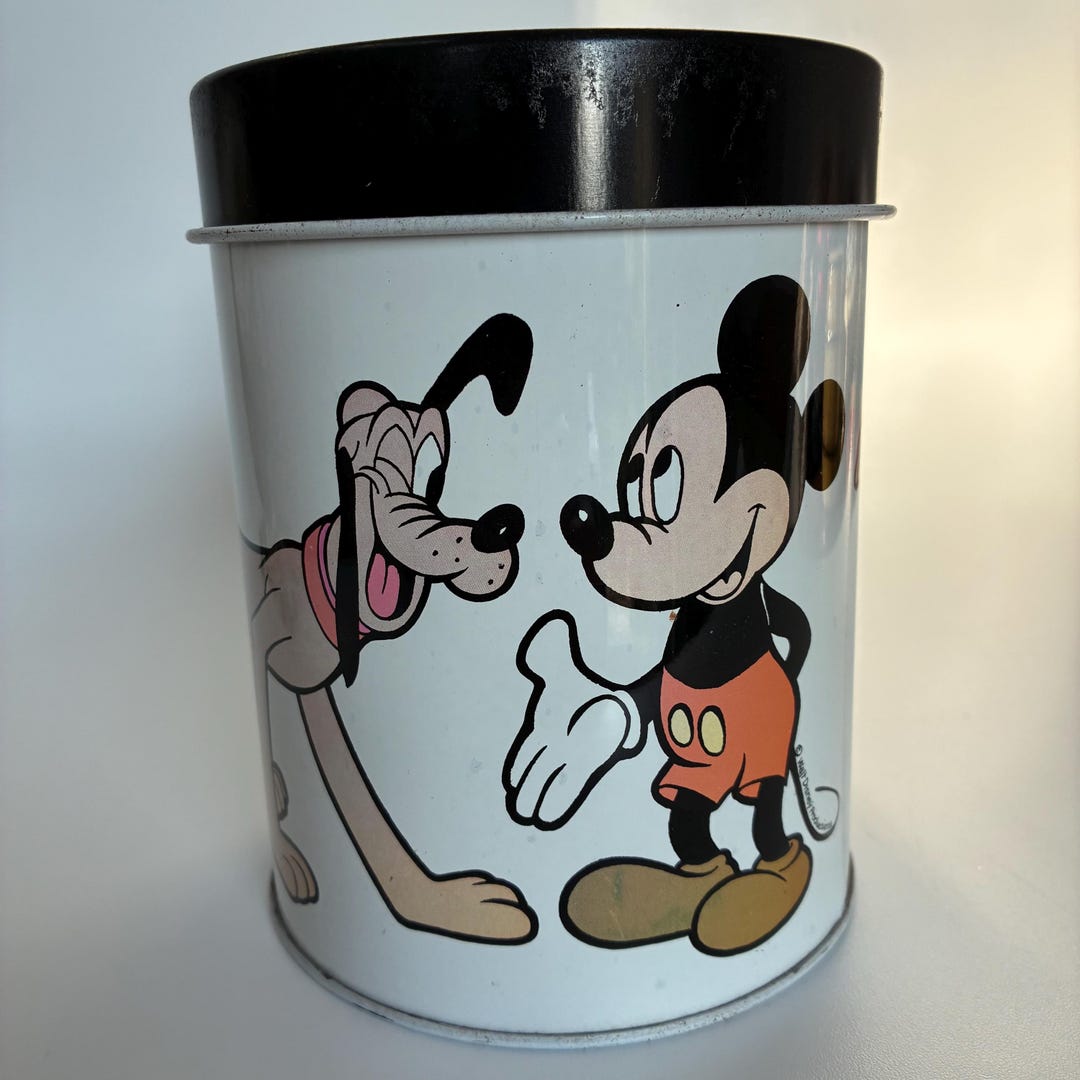 Vintage Walt Disney Storage Tin Canister With Disney Characters Minnie ...