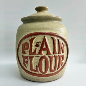 Tremar Pottery Vintage MCM Plain Flour and Self-Raising Floor Storage Pots with Lids