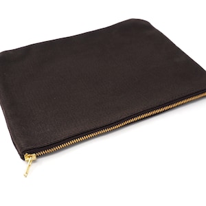 Bolsa de lona com zíper | Bolsa de lona simples com zíper | Porta-moedas de tecido liso | Estojo de lona | Bolsa fina para lápis em 2 tamanhos e 2 cores