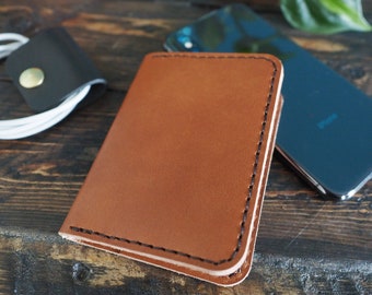 Double Leather Business Card Wallet Leather Card Holder, Business Card Case, Minimalist Wallet, Front Pocket Wallet, Credit Card Wallet Mens
