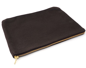 Canvas Zipper Pouch | Simple Zippered Canvas Bag | Plain Fabric Coin Pouch | Canvas Pencil Case | Slim Pencil Bag in 2 Sizes, 2 Colors