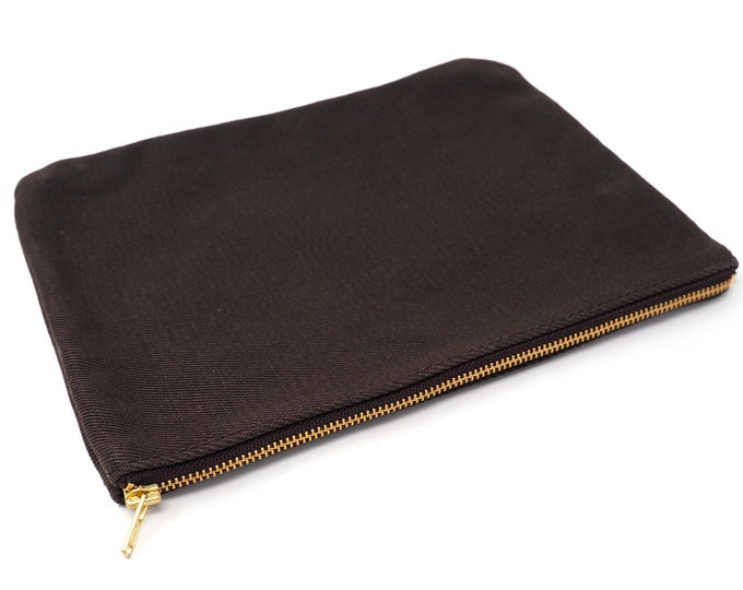 Canvas Zipper Pouch | Simple Zippered Canvas Bag | Plain Fabric Coin Pouch | Canvas Pencil Case | Slim Pencil Bag in 2 Sizes, 2 Colors
