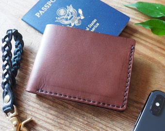 Slim Mens Leather Wallet, Brown or Black Leather Bifold Wallet for Men, Front Pocket Wallet Minimalist Card Wallet, Christmas Gift For Dad