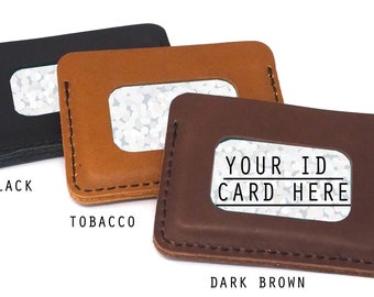 Leather ID Wallet, Identification Card Wallet, Mens Minimalist Wallet Leather Front Pocket Wallet, Slim Wallet for Men Card Holder ID Holder