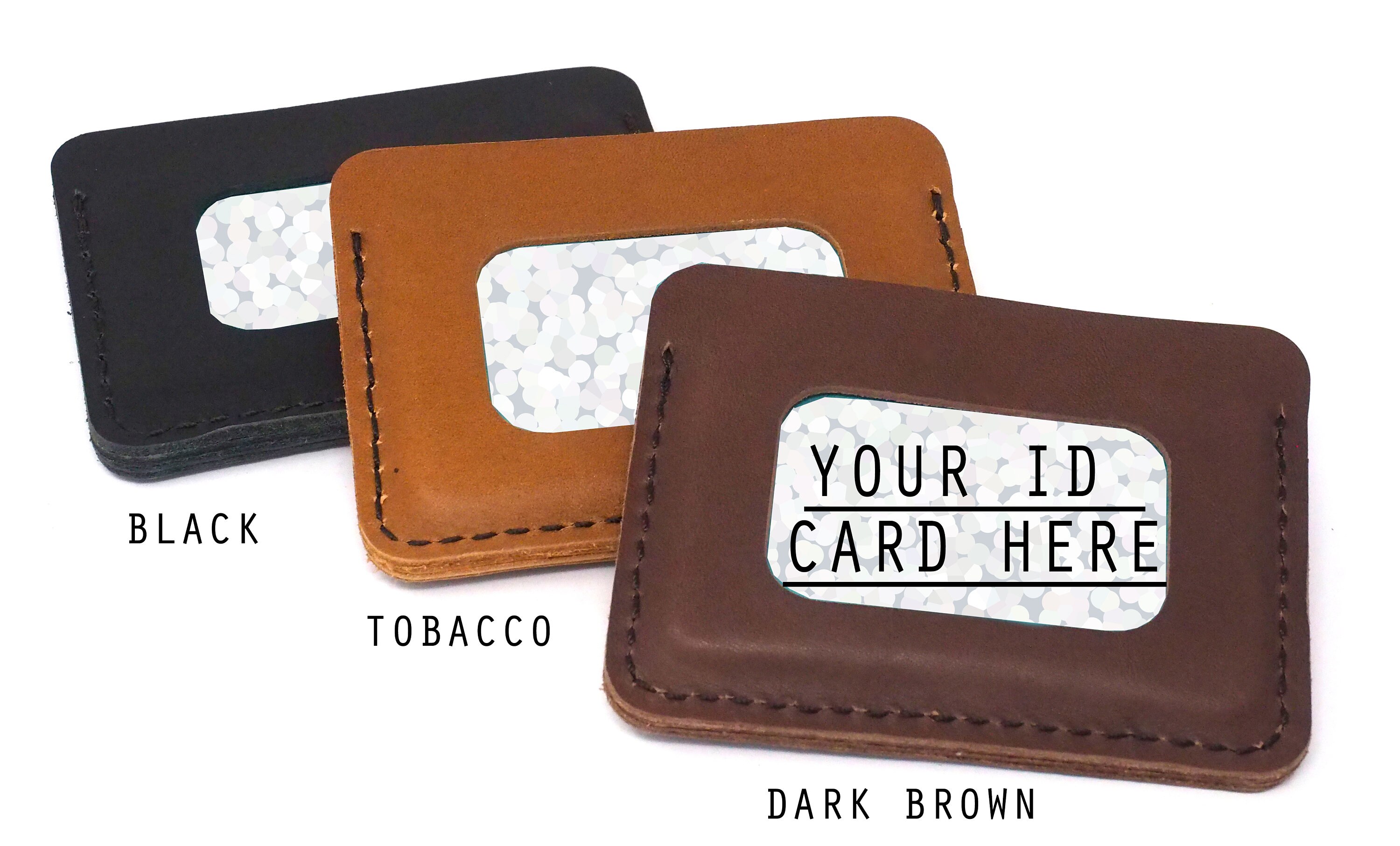 Leather ID Wallet Identification Card Wallet Mens Minimalist