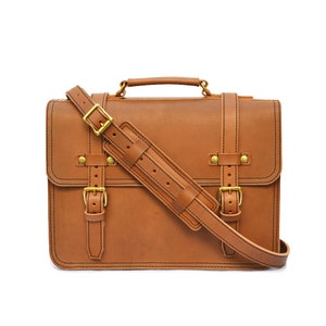 Simple XL Mens Leather Briefcase, Leather Crossbody Bag, Handmade Leather Messenger Bag Men, Leather Laptop Bag Women,  Leather Satchel