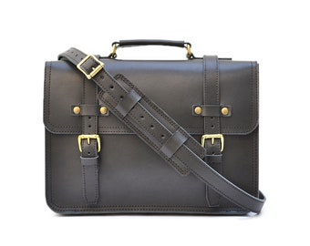 Simple Leather Briefcase, Mens Leather Messenger Bag, Brown Leather Satchel for Men, Womens Leather Laptop Bag, Crossbody Laptop Bag Ladies