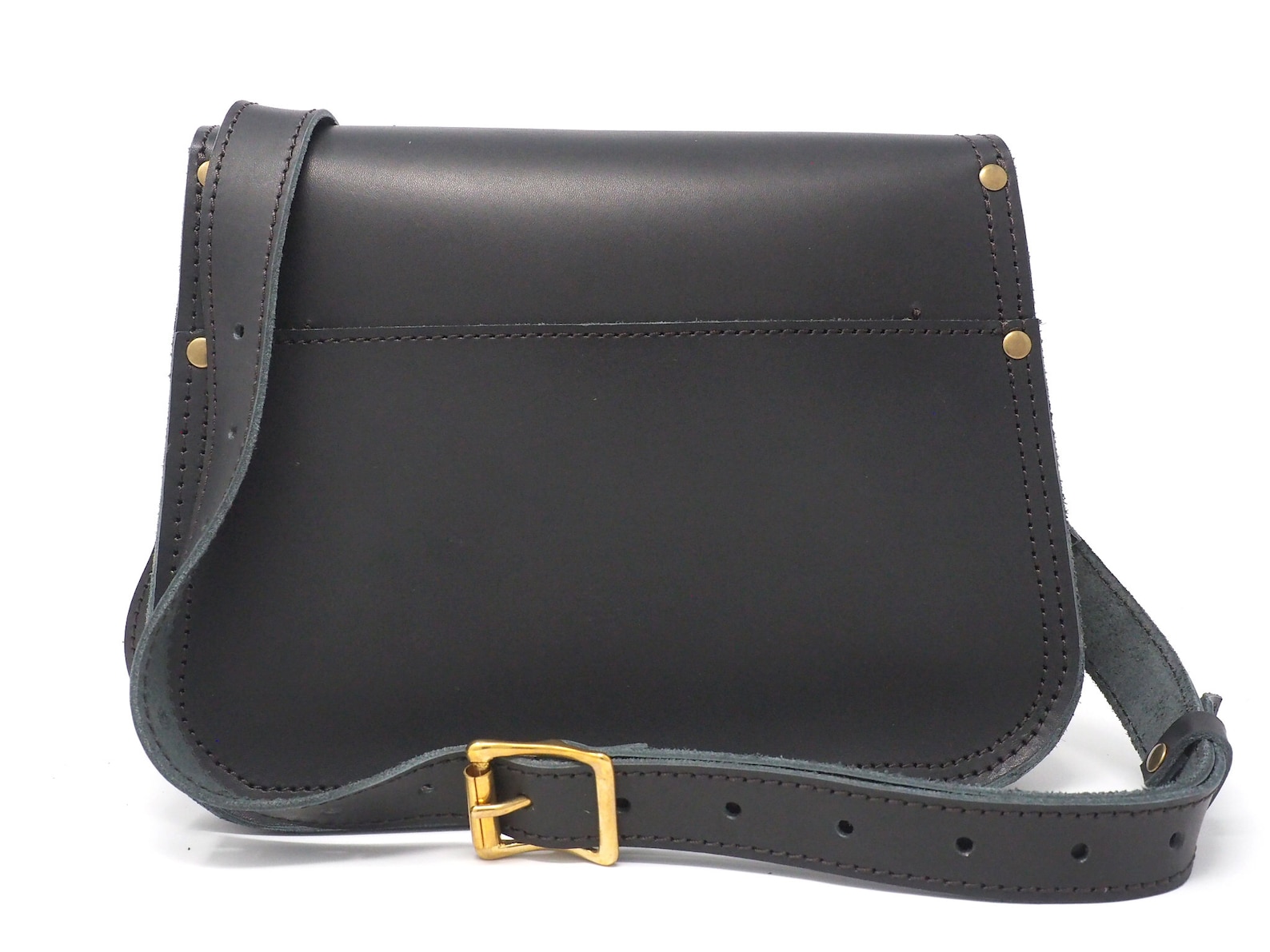 Une Diffe Leather Crossbody Bag For Women & Men - Adjustable Strap, Pure Brass Hardware, Veg-Tanned - View #3