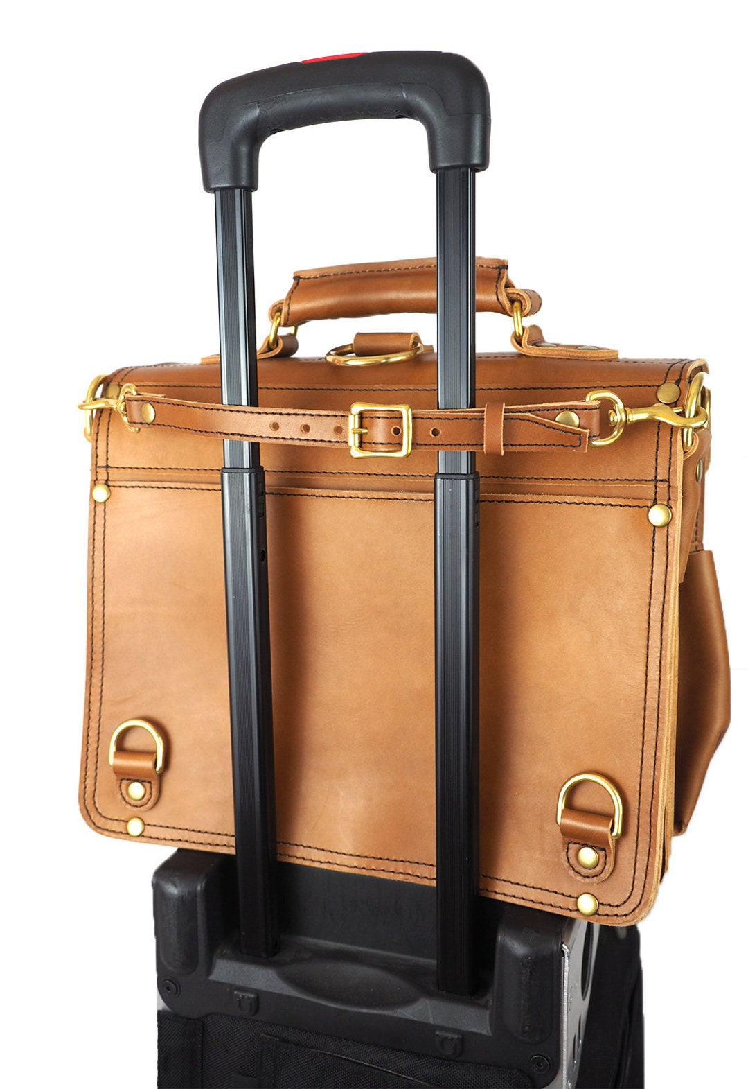 Leather Strap for Rolling Luggage, Leather Luggage Strap, Black & Brown