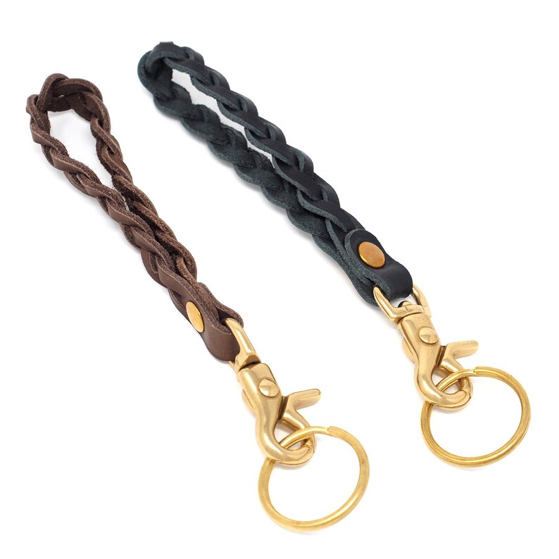 Braided Leather Keychain Leather Braid Key Fob Mens Key Ring Etsy