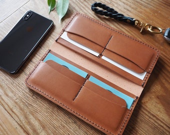 Cartera de cuero larga, cubierta de chequera para mujer, cartera de efectivo bifold de cuero marrón para hombre, billetera de viaje para damas, cartera de embrague de cuero genuino