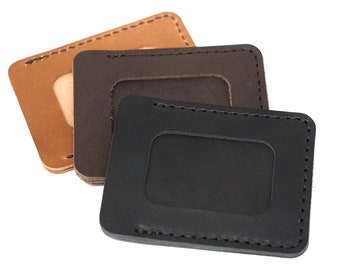 Minimalist ID Wallet - Mens Slim Leather Front Pocket Wallet - Student ID Wallet for Men & Women - Minimal Window Card Case