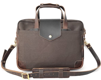Explorer Briefcase | Canvas Briefcase | Canvas & Leather Briefcase | Canvas Laptop Bag | Canvas Courier Bag | Messenger Bag
