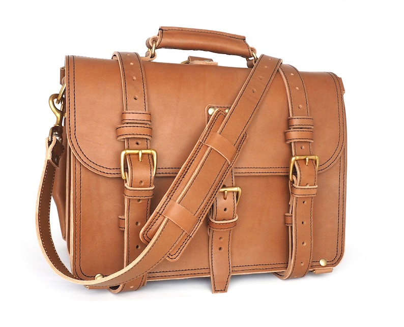 Heavy Duty Leather Messenger Bag Men Veg Tan Leather Etsy