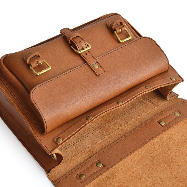 Businessman Leather Briefcase Mens Leather Satchel in Black Etsy