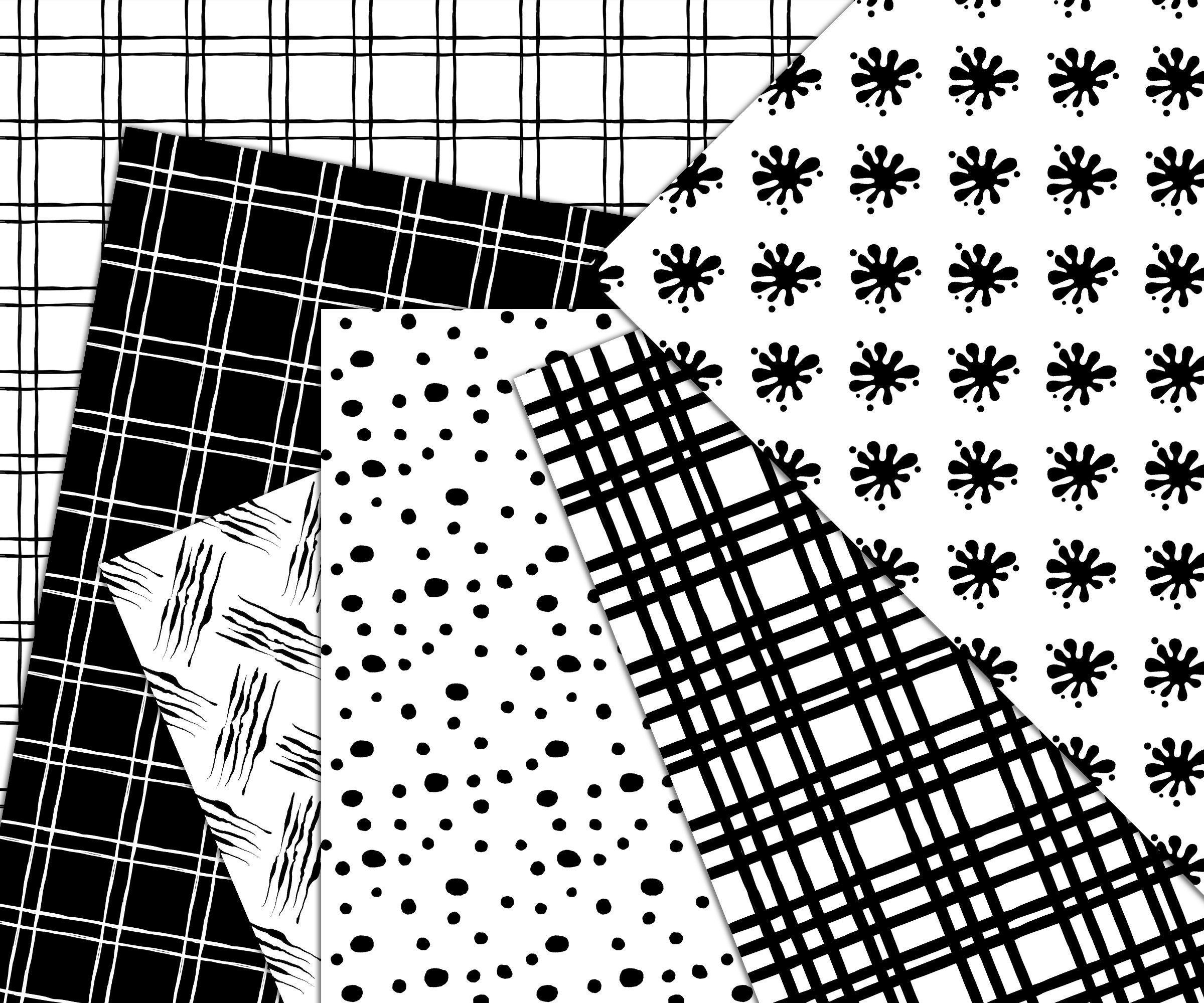 Doodle Digital Paper Black and White Doodles Seamless Pattern Hand ...