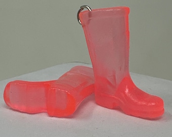 Pink Rubber Boot Charm - Clear Kawaii Footwear Pendant