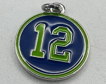 Seattle Seahawks 12th Man Enamel Charm, Emerald City Jewelry, PNW Souvenir Pendant