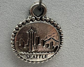 Seattle Skyline Charm, Emerald City Jewelry, PNW Souvenir Pendant