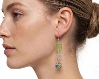 Handmade Seahawks 12th Man Dangle Earrings with Silver Charms (Game Day Jewelry)