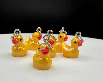 Yellow Duck Resin Charm with Silver Jump Ring