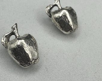 Silver Apple Charm, Fruit Jewelry