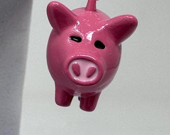 Pink Ping Clip On Charm with Lobster Clasp, Farm Animal Charm, Piggy Piggy Charm, 3D Enamel Pig Charm