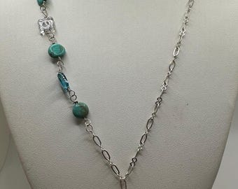 Hello TESSA! Special Handmade Wire-Wrapped Necklace with Gemstones & a Swarovski Pendant Crystal