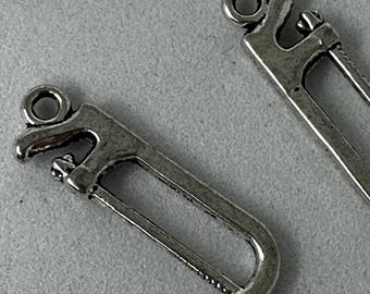Pewter Saw Charm, Hacksaw Tool Pendant for Jewelry Making, Carpenter Woodworker Gift, Hardware Tool Charm, Industrial Steampunk