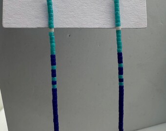 Miyuki Earrings of Turquoise, Dark Blue and Ivory