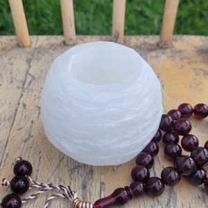 Selenite candle holder, Home crystal ornaments, Housewarming gift , Natural raw  selenite crystal, 100% Authentic