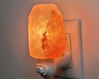 Himalayan Salt Night Light, Pink Salt Lamp, Handmade Salt Crystal Night Lights Shade, Approved Plug, 7 Watt,  wall decor night lamp