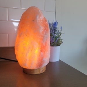 Himalayan Salt Lamp, Pink Salt Lamp,  100% Pure and Authentic Natural Rock Salt from Himalayan Mountains, Hand Made Salt Lamp, Wood base