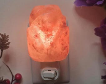 Himalayan Salt Night Light, Pink Salt Lamp, Hand Made Salt Crystal Night Lights Shade, Approved Plug, 7 Watt, night lamp