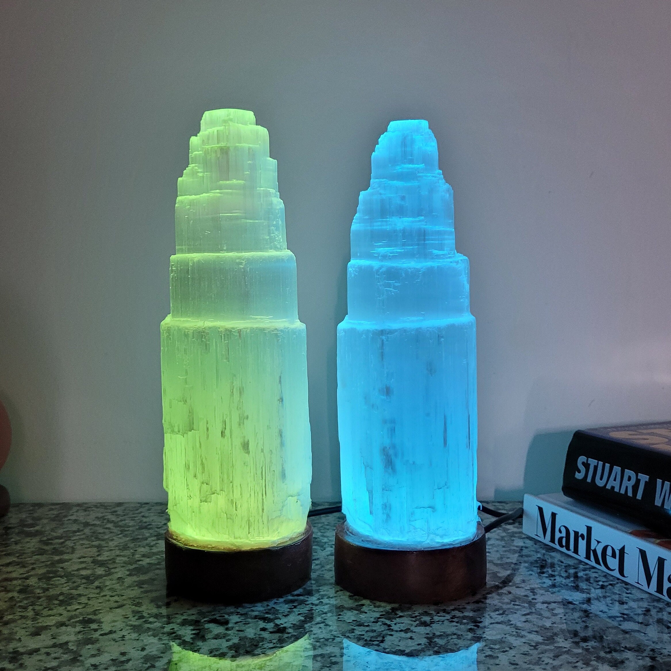 thumbnail image 2 of Moroccan Selenite Crystal Lamp - Natural Selenite Stone Lamp With Switch Cord, 20cm Small Size 2 of 9