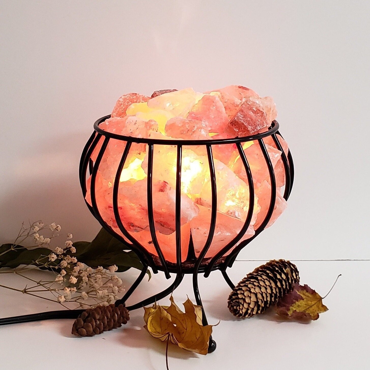 Himalayan salt lamp wooden basket best sale