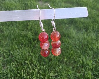 Carnelian Drop Earrings, Natural Crystal Earrings, Dangle Crystal Earrings, gemstone jewelry