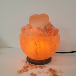 Natural Himalayan Salt Light, 6 in Pink Salt Lamp, 100% Authentic Natural Rock Salt from Himalayan Mountains, Hand Made Salt Lamp, Bowl lamp