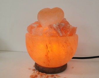 Himalayan Salt Lamp, 6 inch Pink Salt Bowl, Authentic Natural Rock Salt from Himalayan Mountains, Handmade Bowl lamp with wire and bulb