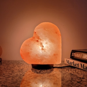Himalayan Salt Lamp, Salt Lamp, Heart Shape, Valentine Gift for Her, Handmade Salt Lamp, Mountain Himalayan Salt, Pink Salt Lamp