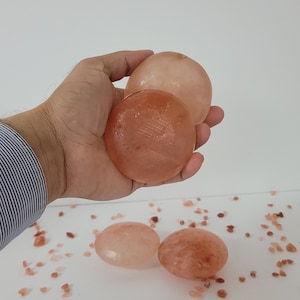 Himalayan Salt Massage Puk | Massage Pam shape stone | Body Cleansing Bar | Hand made | Pink Salt