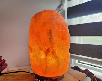 Large Pink Salt Lamp, Authentic Himalayan Salt Lamp, Natural Rock Salt from Himalayan Mountains, Handmade, 15 watt bulb
