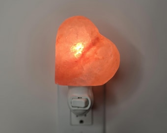Himalayan Salt Night Light, Heart Shape Authentic Natural Pink Salt Lamp Shade,   Plug and 7 watt bulb included