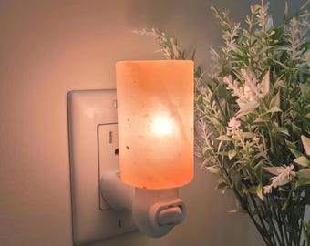 Himalayan Salt Night Light, Pink Salt Lamp, Handmade Salt Crystal Nightlights Shade, Approved Plug,  Cylinder Shape, 7 Watt, Pink Salt lamp