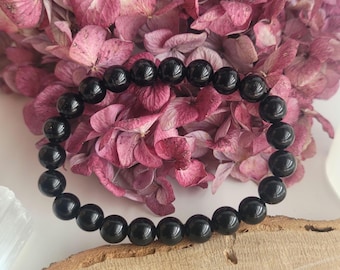 OBSIDIAN Bracelet Stretch Fit Handmade Gemstone 8mm