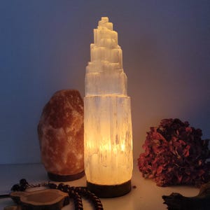 Selenite Lamp,  Natural Selenite Crystal Lamp, Grade A Quality, Autumn Home Decor, Ethically Sourced, Authentic Moroccan Selenite