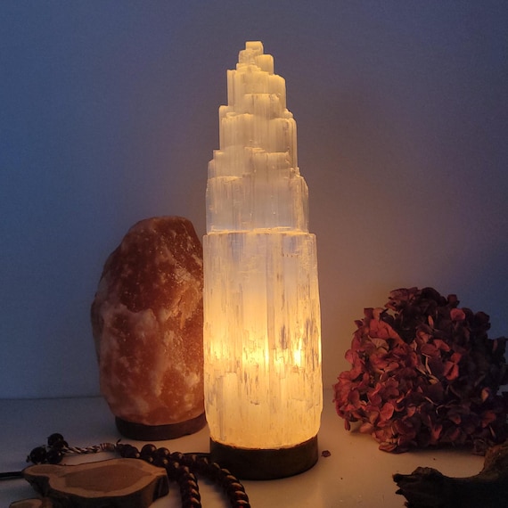 Selenite Lamp,  Natural Selenite Crystal Lamp, Grade A Quality, Autumn Home Decor, Ethically Sourced, Authentic Moroccan Selenite