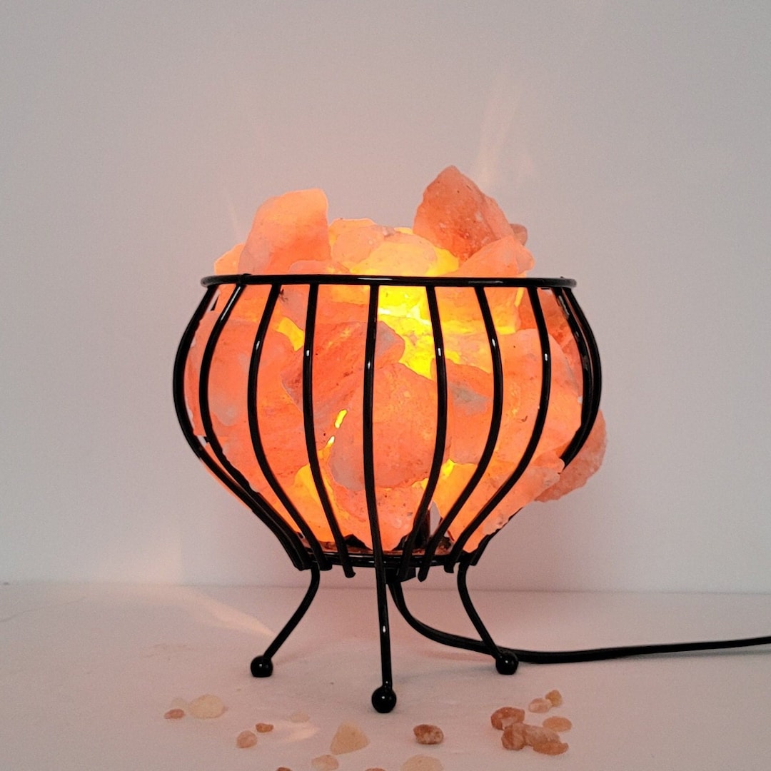 Salt Lamp Feng Shui Basket Wood Base Basket Himalayan Salt Lamp Real Himalayan Salt Chunks Etsy